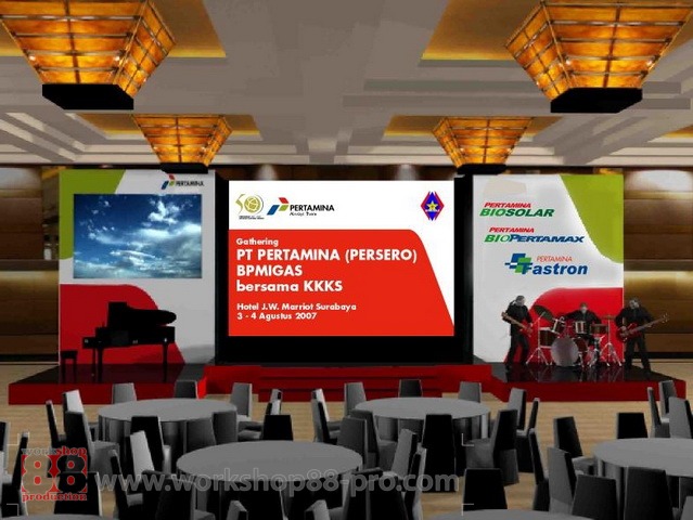Jasa Pembuatan Stage Event Surabaya Pertamina di  JW Marriott Info 08165441454