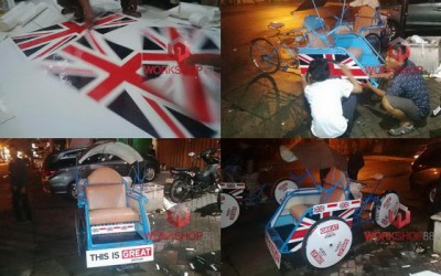 Branding Becak Untuk Dubes Inggris di Kampus Unair Surabaya